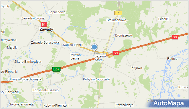 mapa Jeżewo Stare, Jeżewo Stare na mapie Targeo